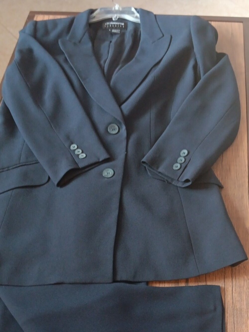 Liz Claiborne Black Double-Breasted Jacket with Matching Pant.Size 12pant/6Jacke